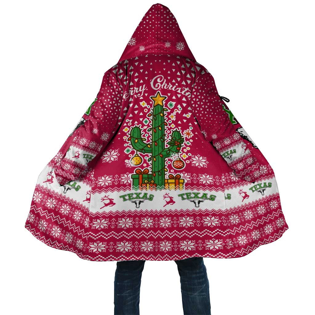 Texas Christmas Cloak with Red and White Snowflake Pattern Longhorn Skull and Christmas Cactus Motif - Wonder Print Shop
