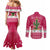 Texas Christmas Couples Matching Mermaid Dress and Long Sleeve Button Shirt with Red and White Snowflake Pattern Longhorn Skull and Christmas Cactus Motif - Wonder Print Shop