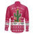 Texas Christmas Family Matching Long Sleeve Bodycon Dress and Hawaiian Shirt with Red and White Snowflake Pattern Longhorn Skull and Christmas Cactus Motif - Wonder Print Shop