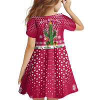 Texas Christmas Family Matching Mermaid Dress and Hawaiian Shirt with Red and White Snowflake Pattern Longhorn Skull and Christmas Cactus Motif - Wonder Print Shop