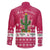 Texas Christmas Family Matching Off The Shoulder Long Sleeve Dress and Hawaiian Shirt with Red and White Snowflake Pattern Longhorn Skull and Christmas Cactus Motif - Wonder Print Shop