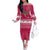 Texas Christmas Family Matching Off The Shoulder Long Sleeve Dress and Hawaiian Shirt with Red and White Snowflake Pattern Longhorn Skull and Christmas Cactus Motif - Wonder Print Shop