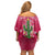Texas Christmas Family Matching Off Shoulder Short Dress and Hawaiian Shirt with Red and White Snowflake Pattern Longhorn Skull and Christmas Cactus Motif - Wonder Print Shop