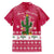 Texas Christmas Family Matching Short Sleeve Bodycon Dress and Hawaiian Shirt with Red and White Snowflake Pattern Longhorn Skull and Christmas Cactus Motif - Wonder Print Shop