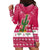 Texas Christmas Hoodie Dress with Red and White Snowflake Pattern Longhorn Skull and Christmas Cactus Motif - Wonder Print Shop