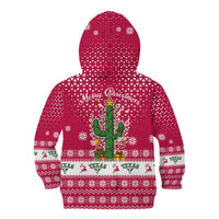 Texas Christmas Kid Hoodie with Red and White Snowflake Pattern Longhorn Skull and Christmas Cactus Motif - Wonder Print Shop