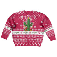 Texas Christmas Kid Ugly Christmas Sweater with Red and White Snowflake Pattern Longhorn Skull and Christmas Cactus Motif - Wonder Print Shop