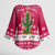 Texas Christmas Kimono Sleeve Blouse with Red and White Snowflake Pattern Longhorn Skull and Christmas Cactus Motif - Wonder Print Shop