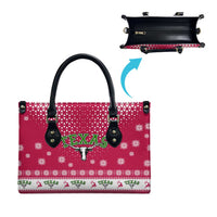 Texas Christmas Leather Bag with Red and White Snowflake Pattern Longhorn Skull and Christmas Cactus Motif - Wonder Print Shop