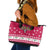 Texas Christmas Leather Tote Bag with Red and White Snowflake Pattern Longhorn Skull and Christmas Cactus Motif - Wonder Print Shop