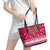 Texas Christmas Leather Tote Bag with Red and White Snowflake Pattern Longhorn Skull and Christmas Cactus Motif - Wonder Print Shop