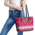 Texas Christmas Leather Tote Bag with Red and White Snowflake Pattern Longhorn Skull and Christmas Cactus Motif - Wonder Print Shop