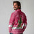 Texas Christmas Long Sleeve Polo Shirt with Red and White Snowflake Pattern Longhorn Skull and Christmas Cactus Motif - Wonder Print Shop