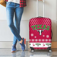 Texas Christmas Luggage Cover with Red and White Snowflake Pattern Longhorn Skull and Christmas Cactus Motif - Wonder Print Shop