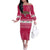 Texas Christmas Off The Shoulder Long Sleeve Dress with Red and White Snowflake Pattern Longhorn Skull and Christmas Cactus Motif - Wonder Print Shop
