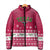 Texas Christmas Padded Jacket with Red and White Snowflake Pattern Longhorn Skull and Christmas Cactus Motif - Wonder Print Shop