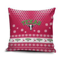 Texas Christmas Pillow Cover with Red and White Snowflake Pattern Longhorn Skull and Christmas Cactus Motif - Wonder Print Shop