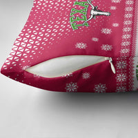 Texas Christmas Pillow Cover with Red and White Snowflake Pattern Longhorn Skull and Christmas Cactus Motif - Wonder Print Shop