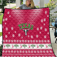 Texas Christmas Quilt with Red and White Snowflake Pattern Longhorn Skull and Christmas Cactus Motif - Wonder Print Shop