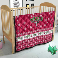 Texas Christmas Quilt with Red and White Snowflake Pattern Longhorn Skull and Christmas Cactus Motif - Wonder Print Shop