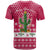 Texas Christmas T Shirt with Red and White Snowflake Pattern Longhorn Skull and Christmas Cactus Motif - Wonder Print Shop