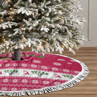 Texas Christmas Tree Skirt with Red and White Snowflake Pattern Longhorn Skull and Christmas Cactus Motif - Wonder Print Shop