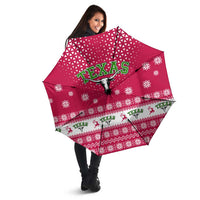 Texas Christmas Umbrella with Red and White Snowflake Pattern Longhorn Skull and Christmas Cactus Motif - Wonder Print Shop