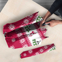 Texas Christmas Umbrella with Red and White Snowflake Pattern Longhorn Skull and Christmas Cactus Motif - Wonder Print Shop