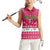Texas Christmas Women Sleeveless Polo Shirt with Red and White Snowflake Pattern Longhorn Skull and Christmas Cactus Motif - Wonder Print Shop