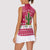 Texas Christmas Women Sleeveless Polo Shirt with Red and White Snowflake Pattern Longhorn Skull and Christmas Cactus Motif - Wonder Print Shop