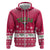 Texas Christmas Zip Hoodie with Red and White Snowflake Pattern Longhorn Skull and Christmas Cactus Motif - Wonder Print Shop