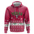 Texas Christmas Zip Hoodie with Red and White Snowflake Pattern Longhorn Skull and Christmas Cactus Motif - Wonder Print Shop