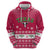 Texas Christmas Zip Hoodie with Red and White Snowflake Pattern Longhorn Skull and Christmas Cactus Motif - Wonder Print Shop