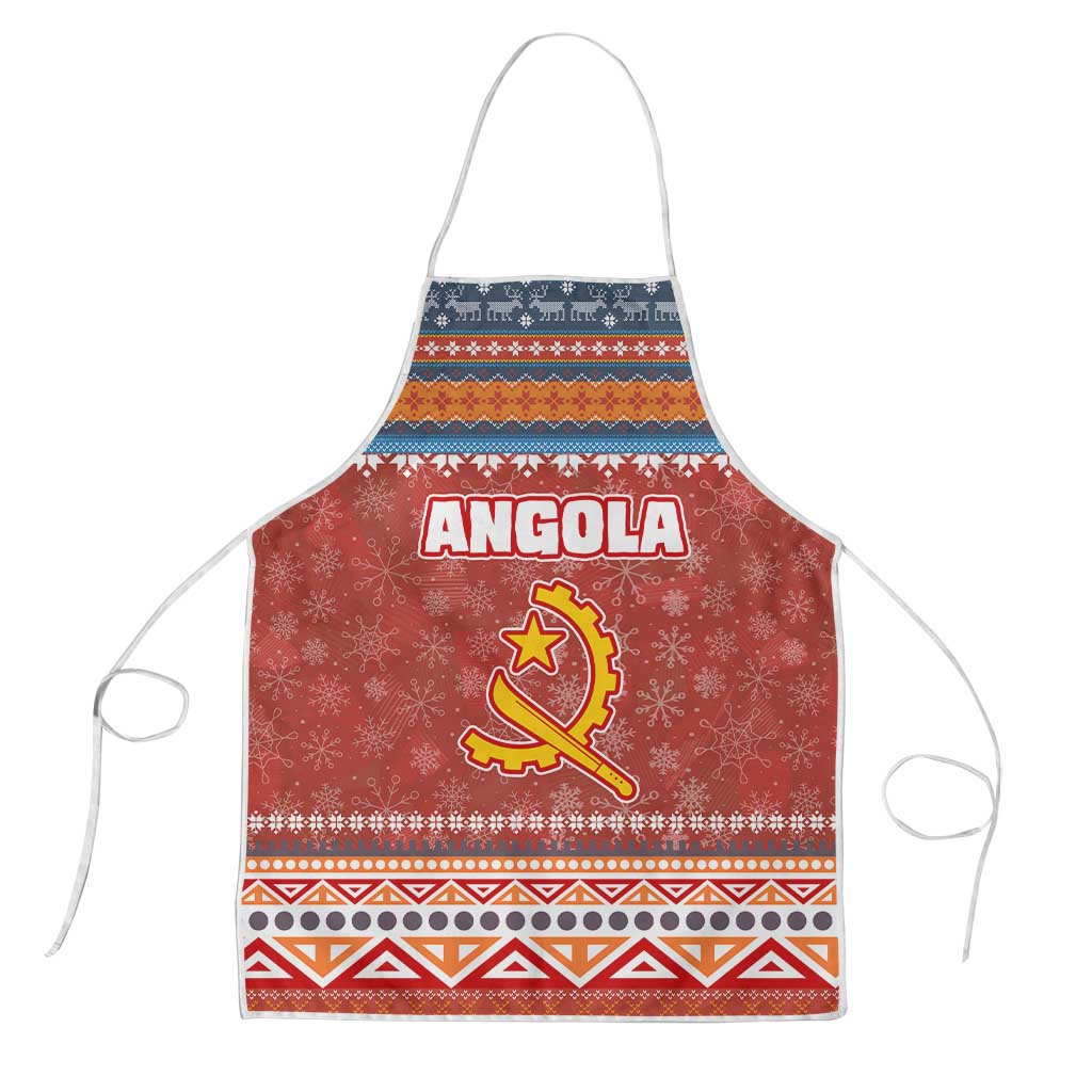 Angola Christmas Apron with Red Snowflake Pattern Tribal Santa Claus Motif - Wonder Print Shop