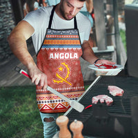 Angola Christmas Apron with Red Snowflake Pattern Tribal Santa Claus Motif - Wonder Print Shop