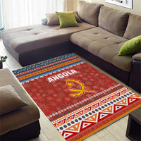 Angola Christmas Area Rug with Red Snowflake Pattern Tribal Santa Claus Motif - Wonder Print Shop