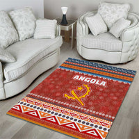 Angola Christmas Area Rug with Red Snowflake Pattern Tribal Santa Claus Motif - Wonder Print Shop