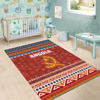 Angola Christmas Area Rug with Red Snowflake Pattern Tribal Santa Claus Motif - Wonder Print Shop