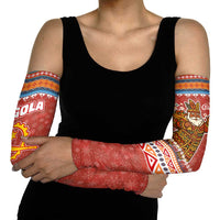 Angola Christmas Arm Sleeves with Red Snowflake Pattern Tribal Santa Claus Motif - Wonder Print Shop