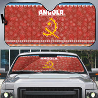 Angola Christmas Auto Sun Shade with Red Snowflake Pattern Tribal Santa Claus Motif - Wonder Print Shop