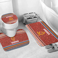 Angola Christmas Bathroom Set with Red Snowflake Pattern Tribal Santa Claus Motif - Wonder Print Shop