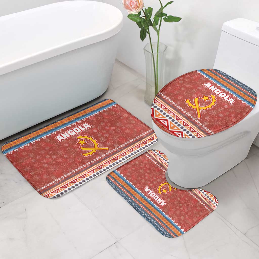 Angola Christmas Bathroom Set with Red Snowflake Pattern Tribal Santa Claus Motif - Wonder Print Shop