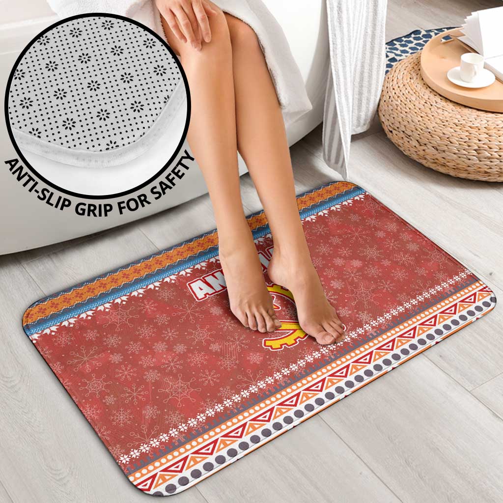 Angola Christmas Bathroom Set with Red Snowflake Pattern Tribal Santa Claus Motif - Wonder Print Shop