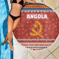 Angola Christmas Beach Blanket with Red Snowflake Pattern Tribal Santa Claus Motif - Wonder Print Shop