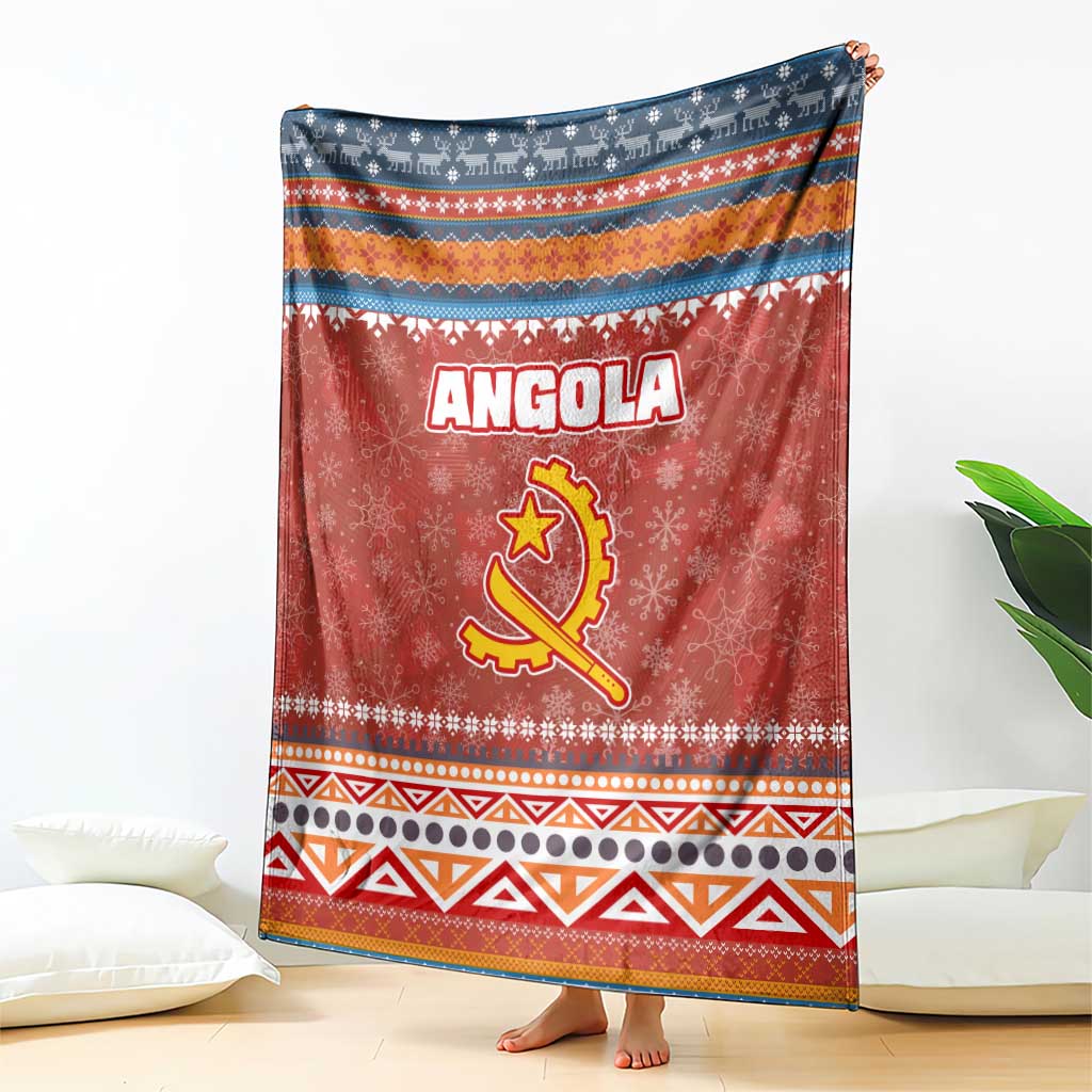 Angola Christmas Blanket with Red Snowflake Pattern Tribal Santa Claus Motif - Wonder Print Shop