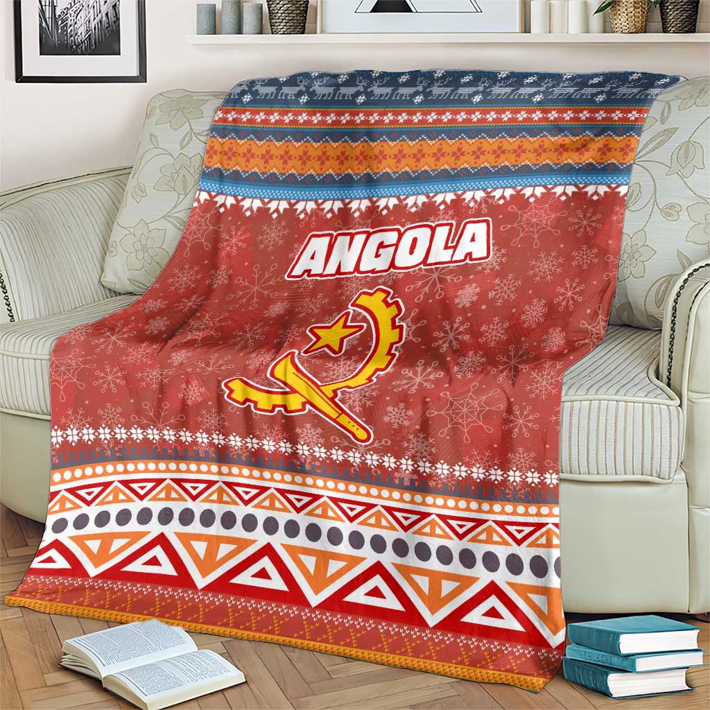 Angola Christmas Blanket with Red Snowflake Pattern Tribal Santa Claus Motif - Wonder Print Shop