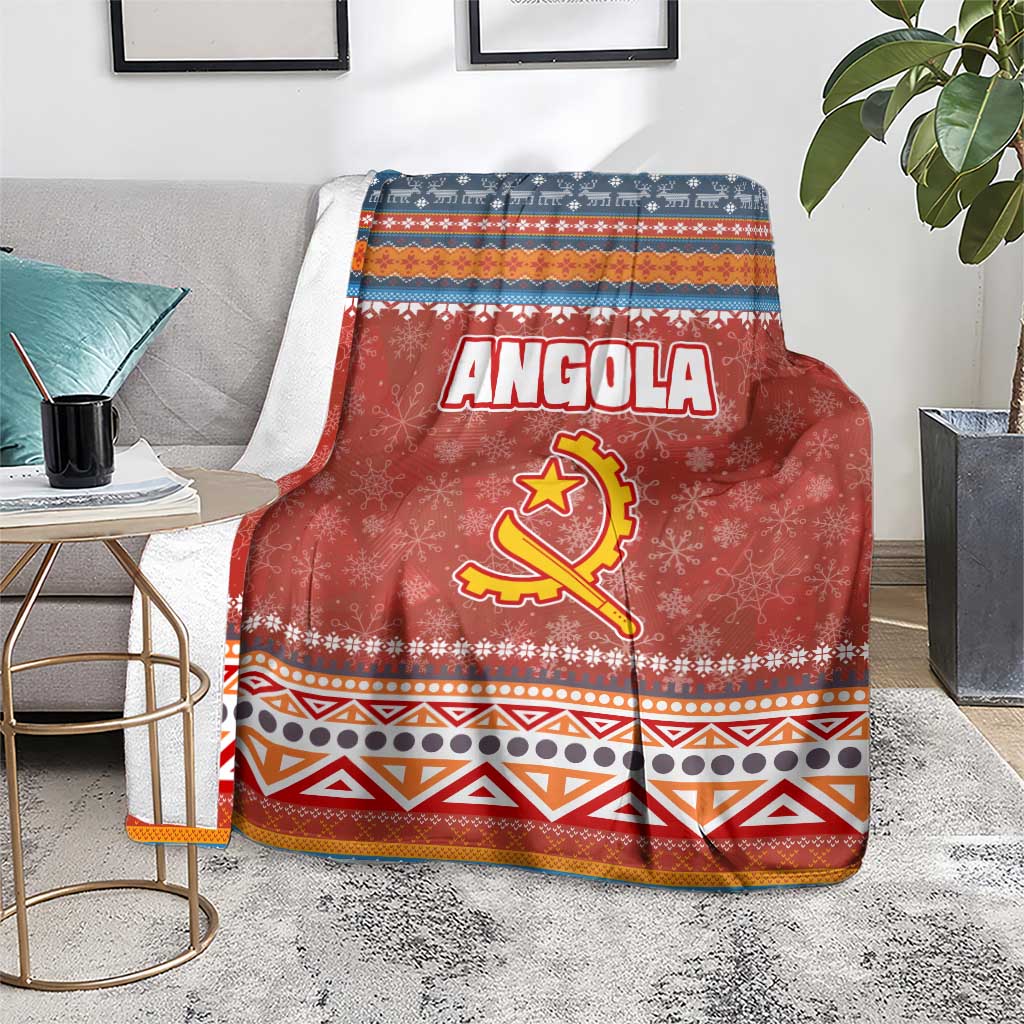 Angola Christmas Blanket with Red Snowflake Pattern Tribal Santa Claus Motif - Wonder Print Shop