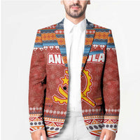 Angola Christmas Blazer with Red Snowflake Pattern Tribal Santa Claus Motif - Wonder Print Shop