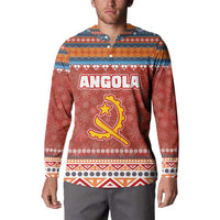 Angola Christmas Button Sweatshirt with Red Snowflake Pattern Tribal Santa Claus Motif - Wonder Print Shop