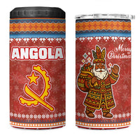 Angola Christmas 4 in 1 Can Cooler Tumbler with Red Snowflake Pattern Tribal Santa Claus Motif - Wonder Print Shop